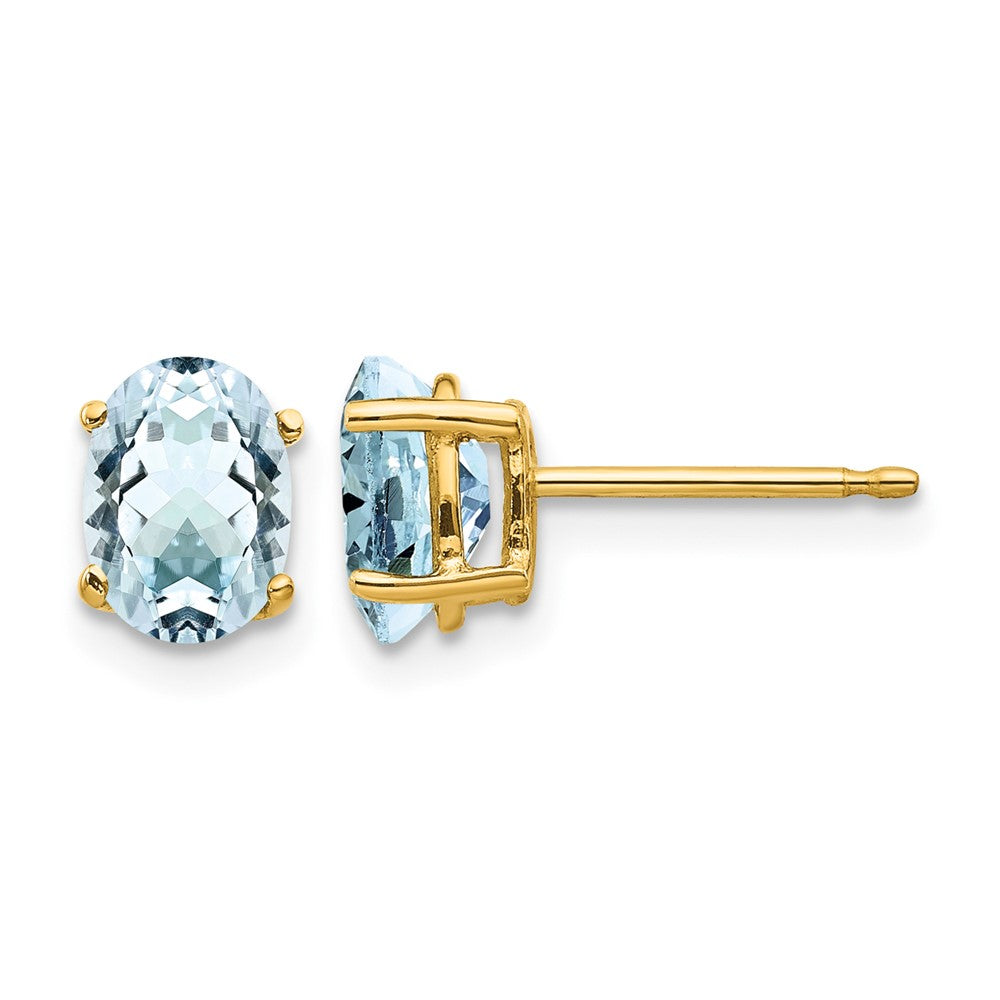 14k Aquamarine Post Earrings