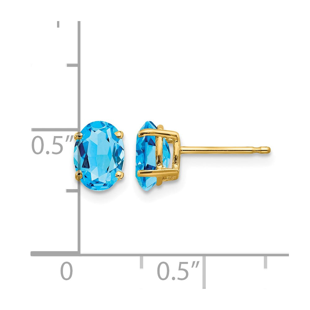 14k 7x5mm Oval Blue Topaz Earrings