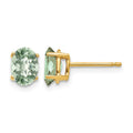 14k 7x5 Oval Checker-Cut Green Quartz Earrings