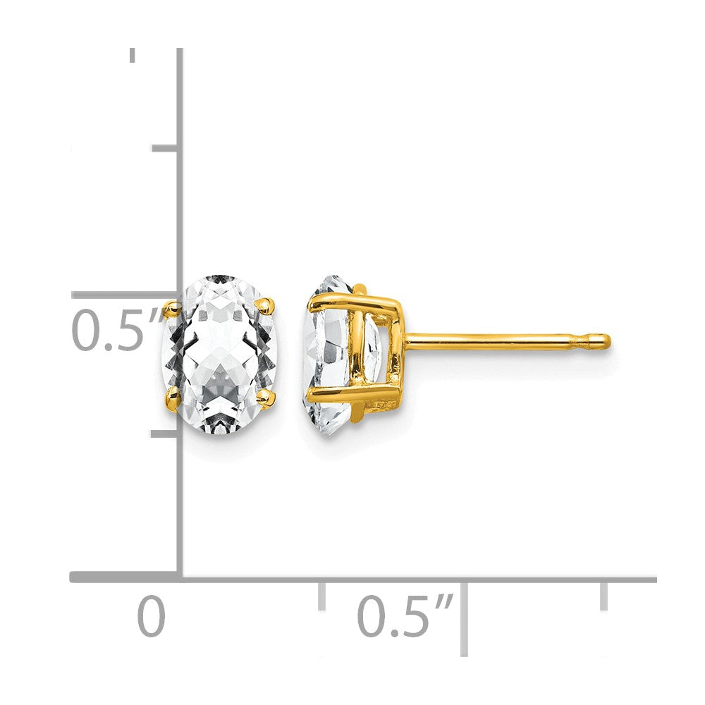 14k 7x5mm Oval Cubic Zirconia Earrings