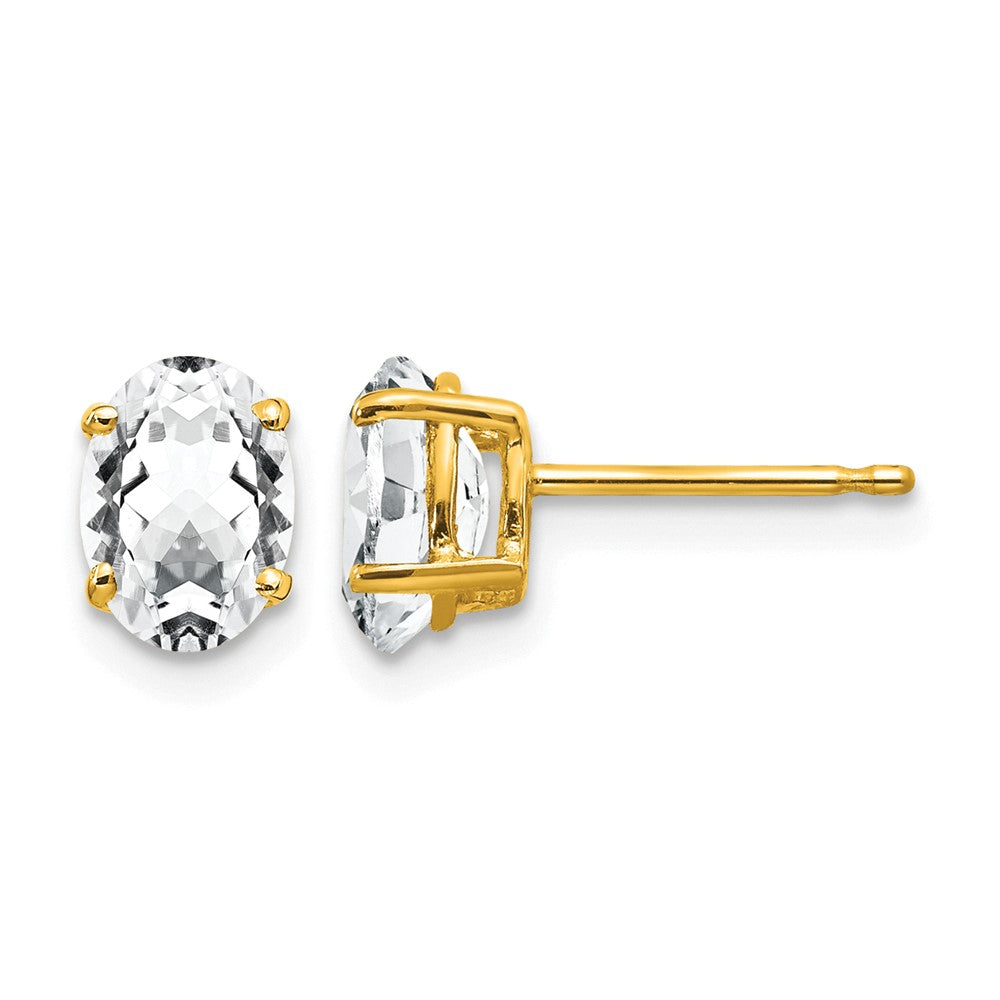 14k 7x5mm Oval Cubic Zirconia Earrings