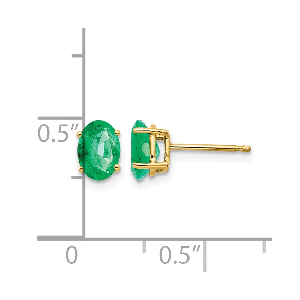 14k Emerald Post Earrings