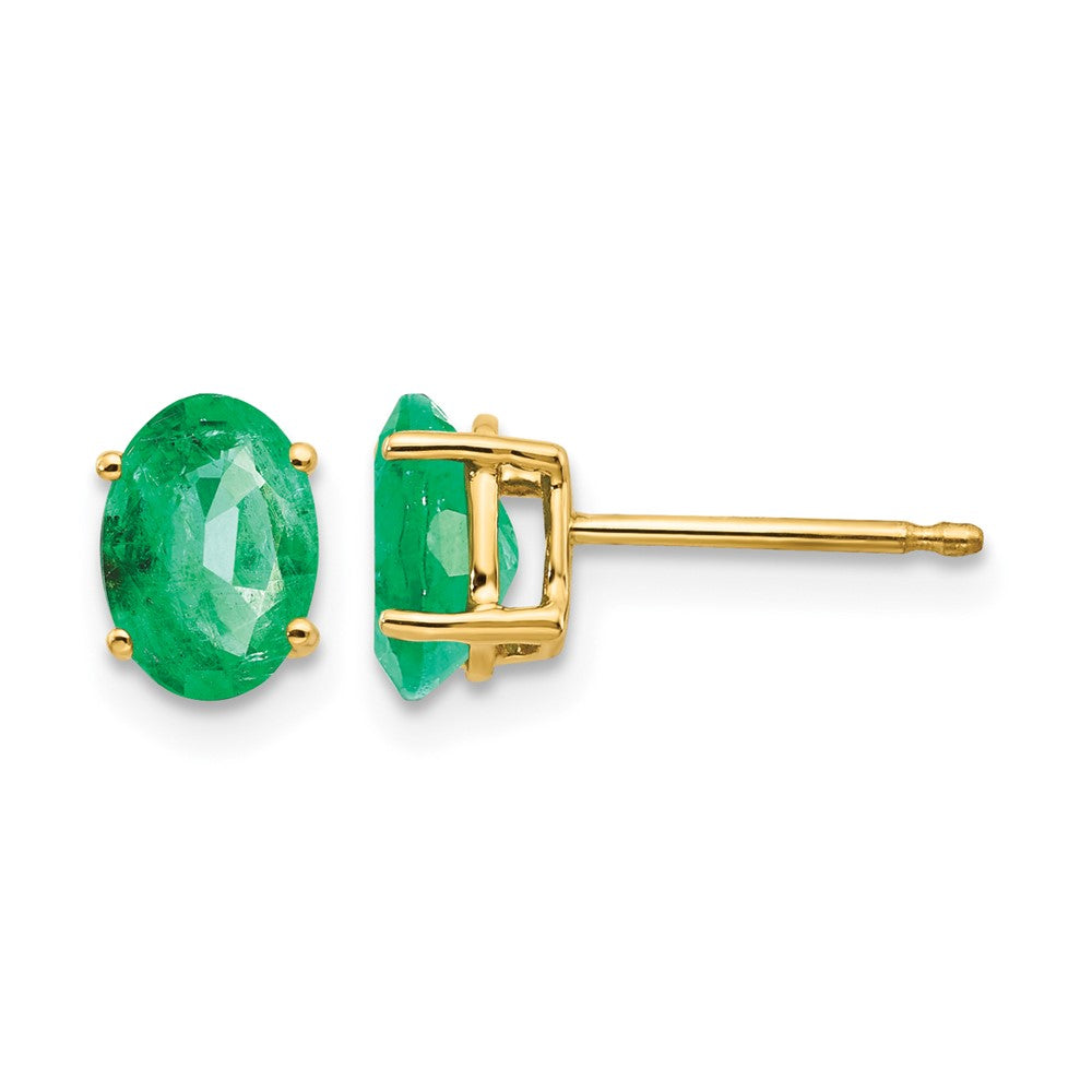 14k Emerald Post Earrings