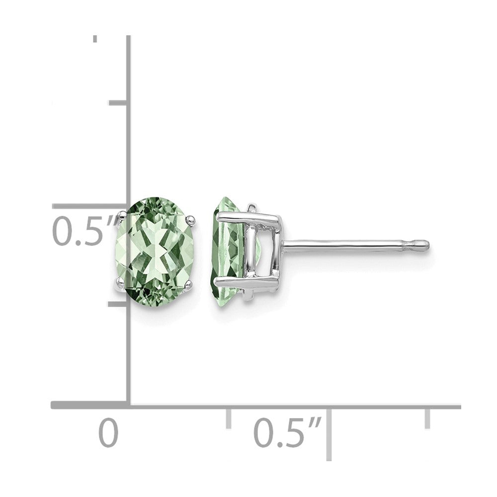 14kw 7x5 Oval Green Quartz Earrings