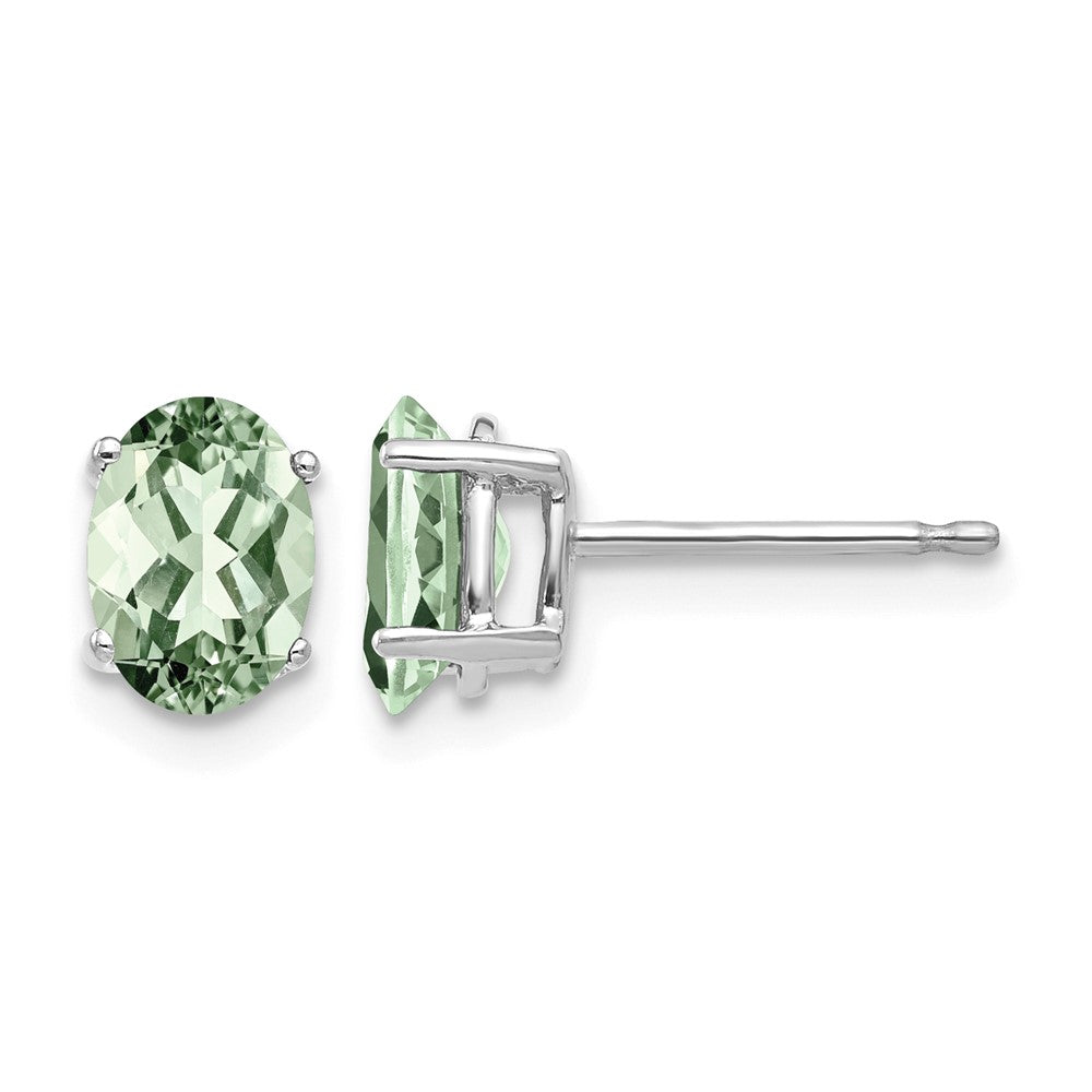 14kw 7x5 Oval Green Quartz Earrings