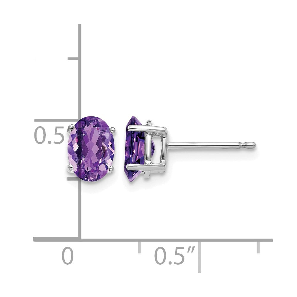 14k White Gold 7x5mm Oval Amethyst Earrings