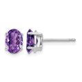 14k White Gold 7x5mm Oval Amethyst Earrings