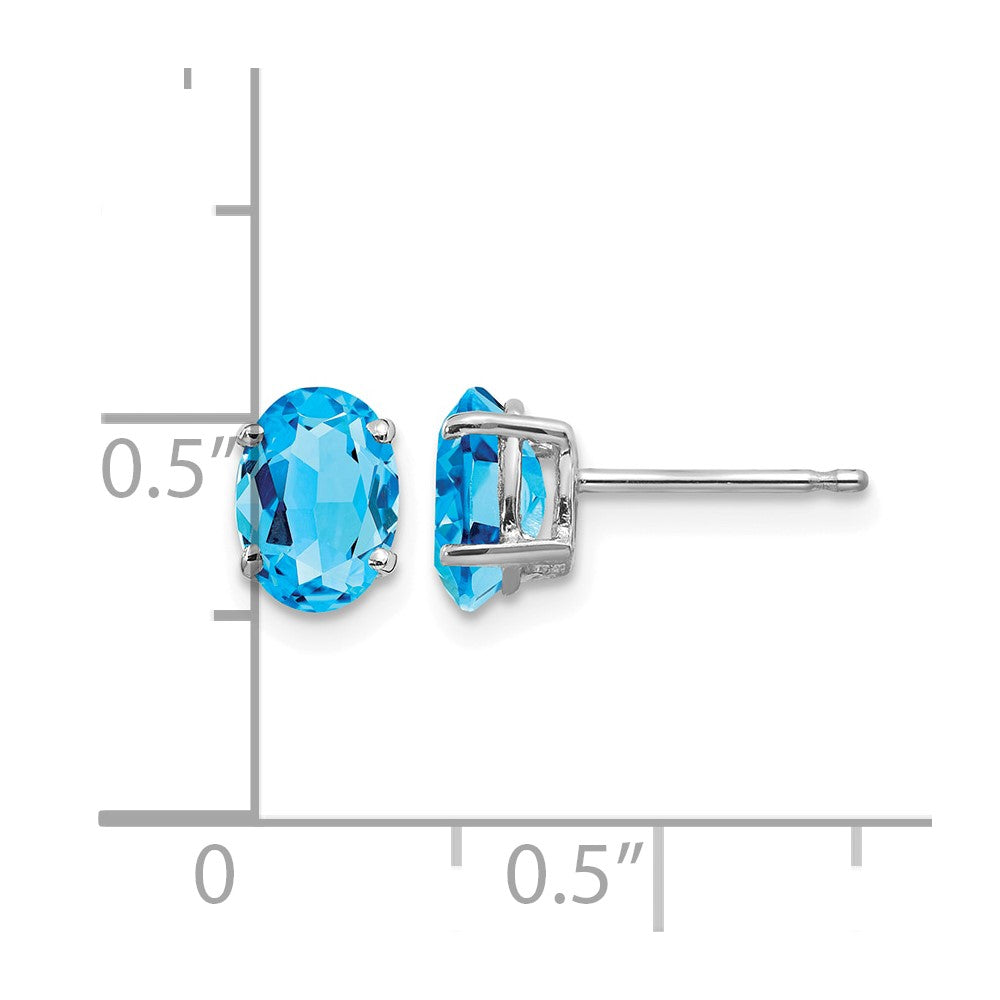 14k White Gold 7x5mm Oval Blue Topaz Earrings