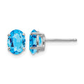 14k White Gold 7x5mm Oval Blue Topaz Earrings