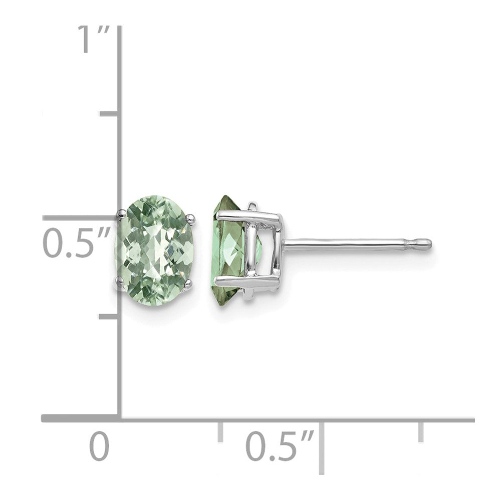 14kw 7x5 Oval Checker-Cut Green Quartz Earrings