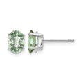 14kw 7x5 Oval Checker-Cut Green Quartz Earrings