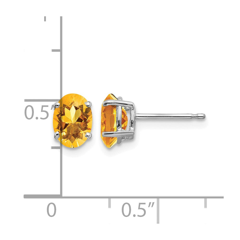 14k White Gold 7x5mm Oval Citrine Earrings