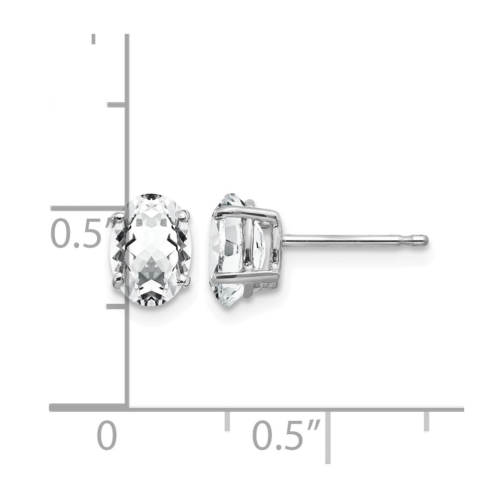 14k White Gold Cubic Zirconia Oval Stud Earring