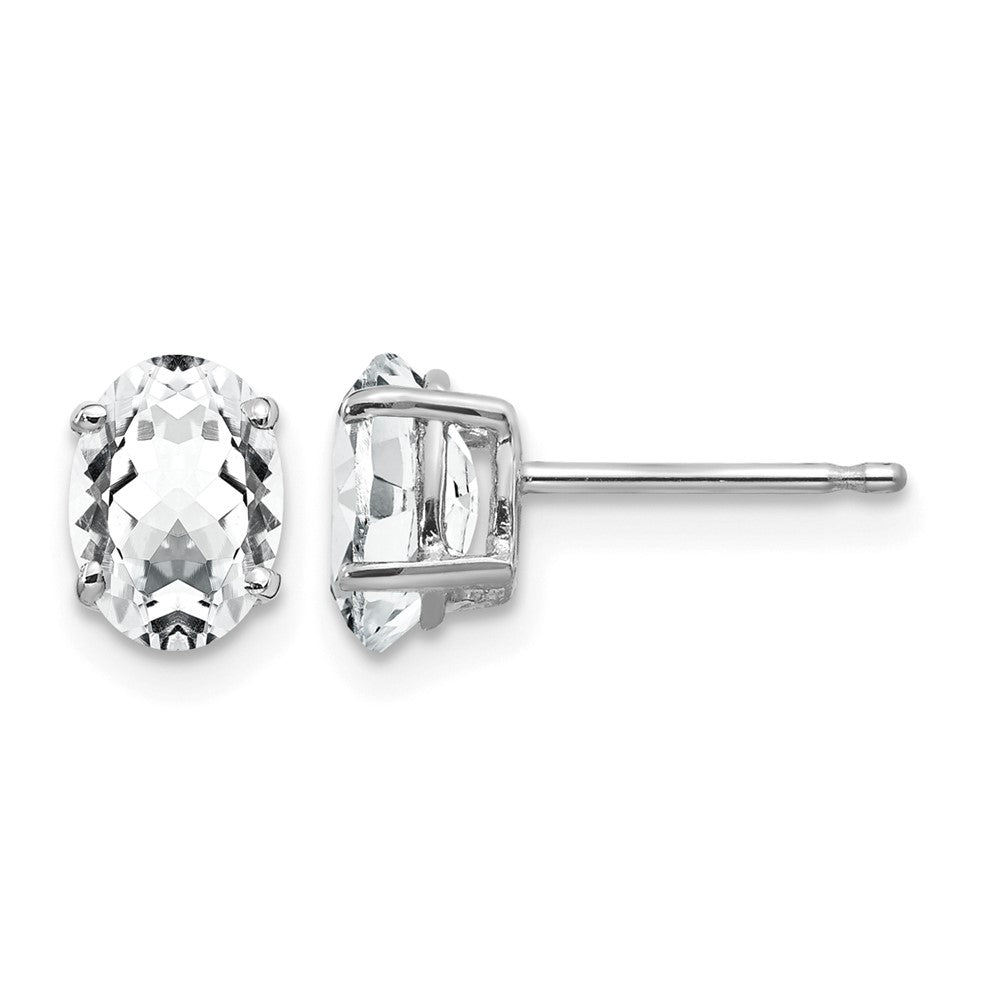 14k White Gold Cubic Zirconia Oval Stud Earring