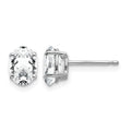 14k White Gold Cubic Zirconia Oval Stud Earring