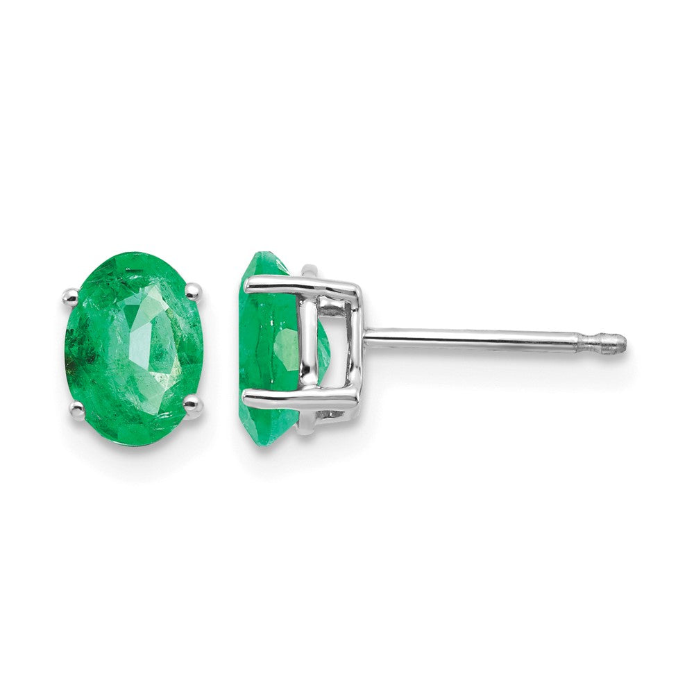 14k White Gold Emerald Earrings