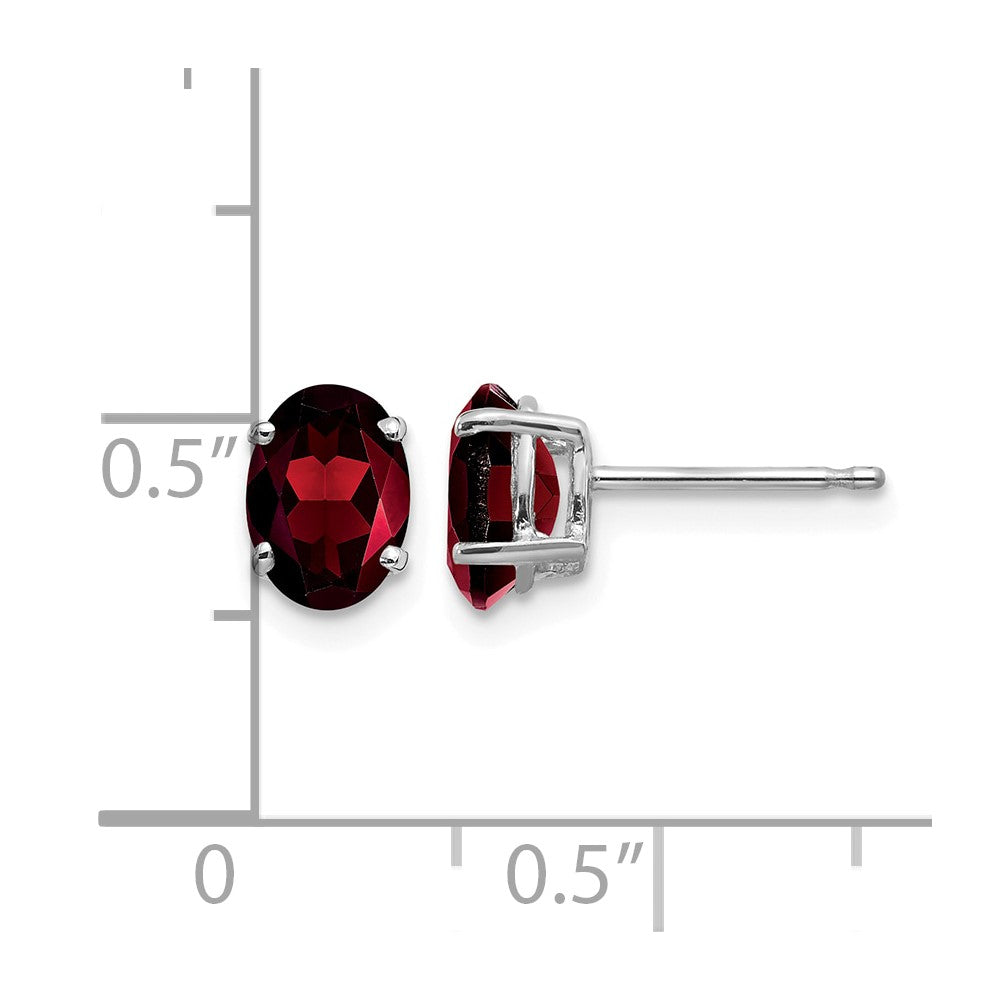 14k White Gold 7x5mm Oval Garnet Earrings