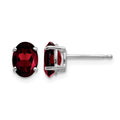 14k White Gold 7x5mm Oval Garnet Earrings