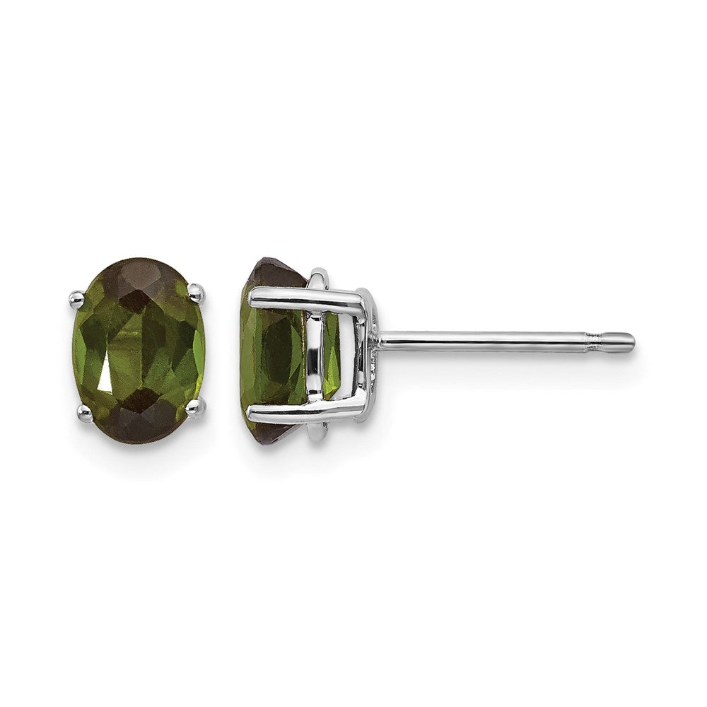 14k White Gold Green Tourmaline Earrings