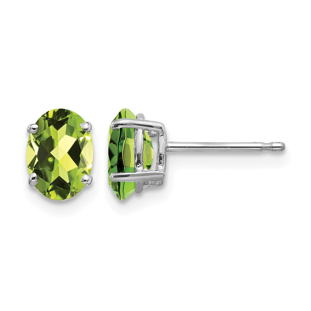 14k White Gold 7x5mm Oval Peridot Earrings