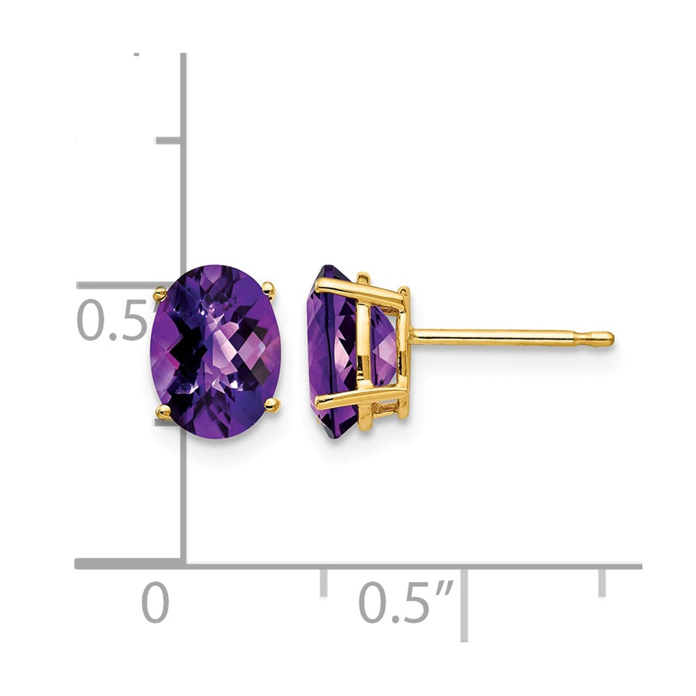 14k 8x6mm Oval Amethyst Checker Earrings