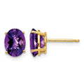 14k 8x6mm Oval Amethyst Checker Earrings