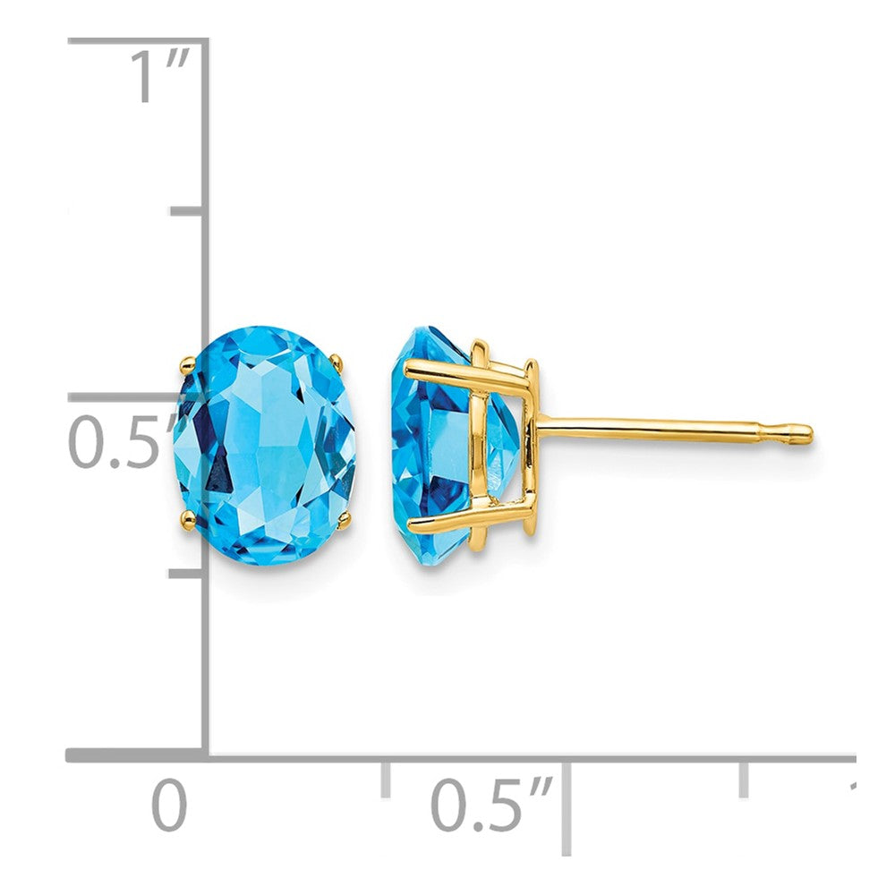 14k 8x6mm Oval Blue Topaz Earrings