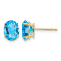 14k 8x6mm Oval Blue Topaz Earrings