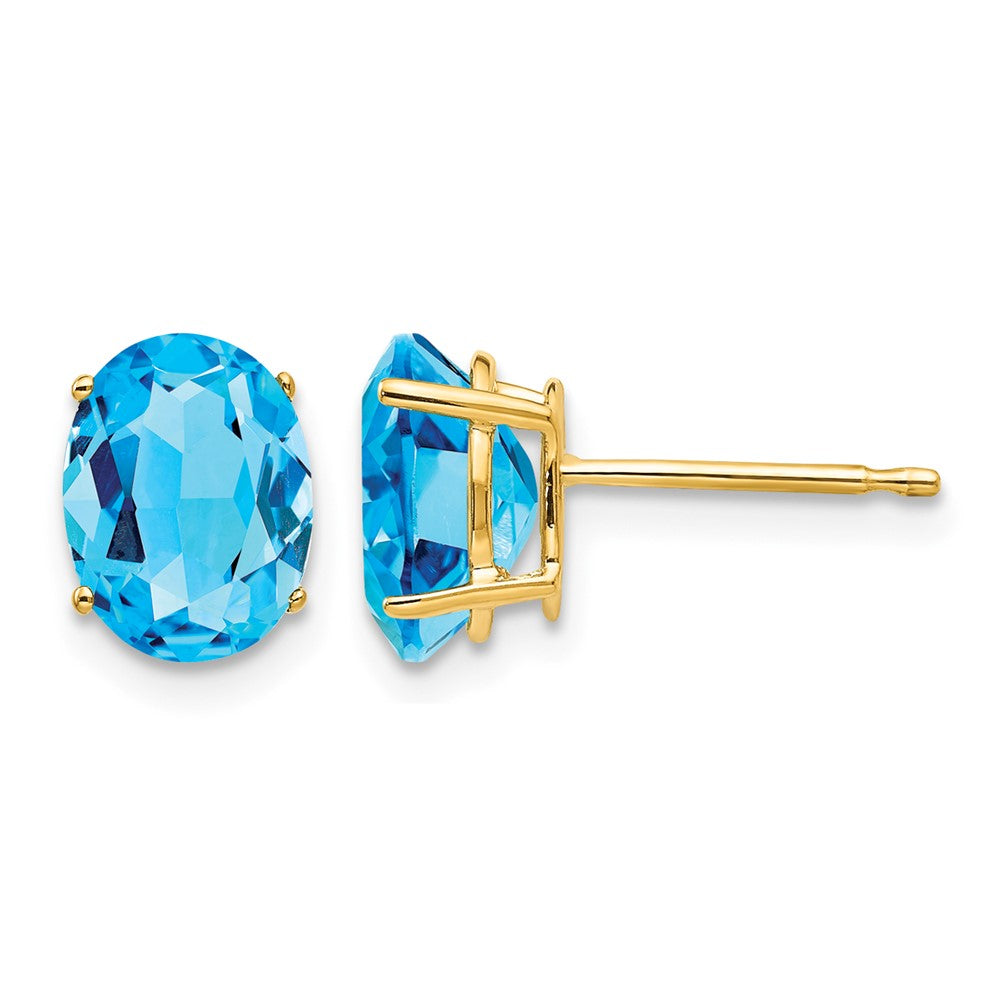 14k 8x6mm Oval Blue Topaz Earrings