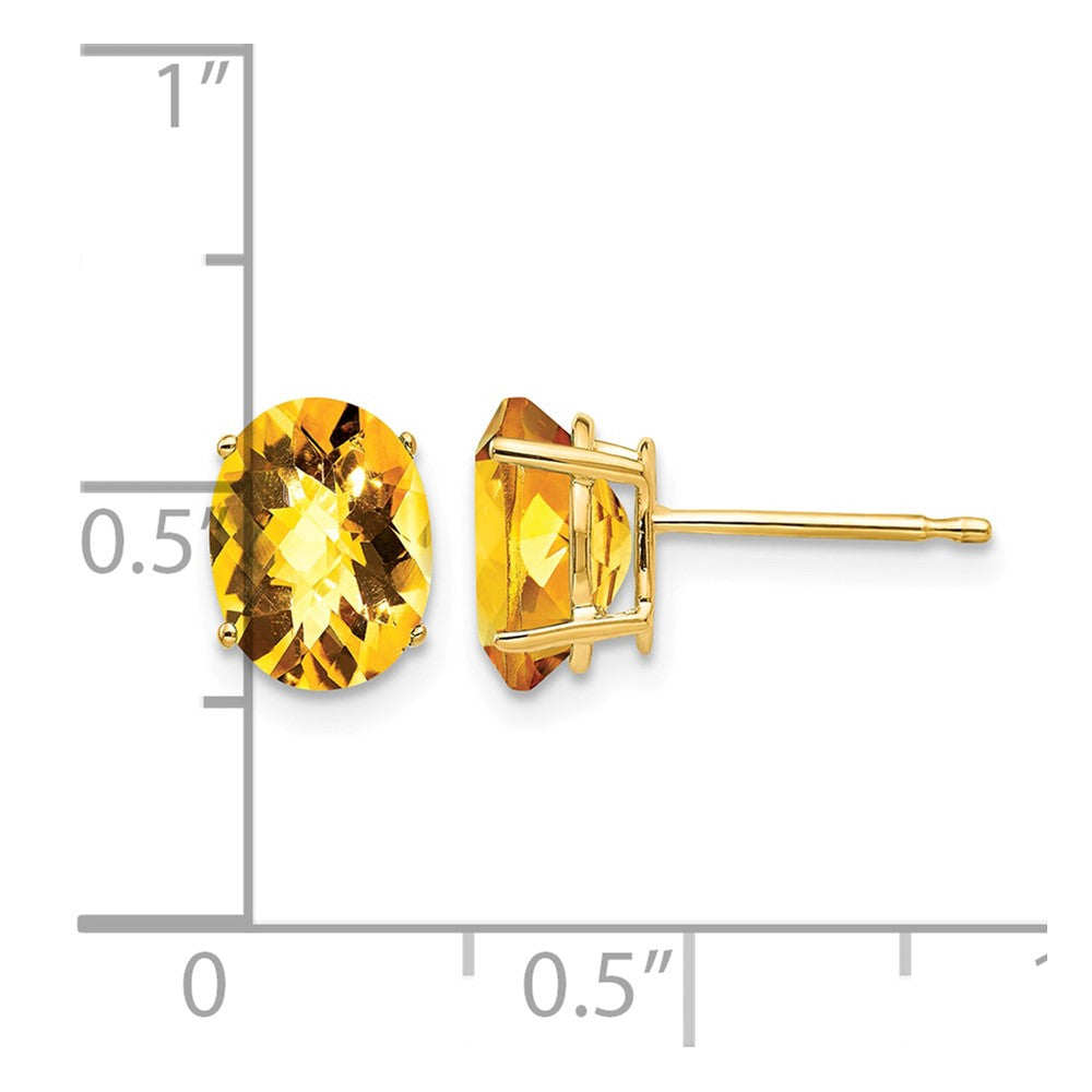 14k 8x6mm Oval Citrine Checker Earrings