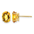 14k 8x6mm Oval Citrine Checker Earrings