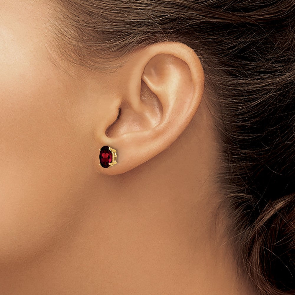 14k 8x6mm Oval Garnet Earrings
