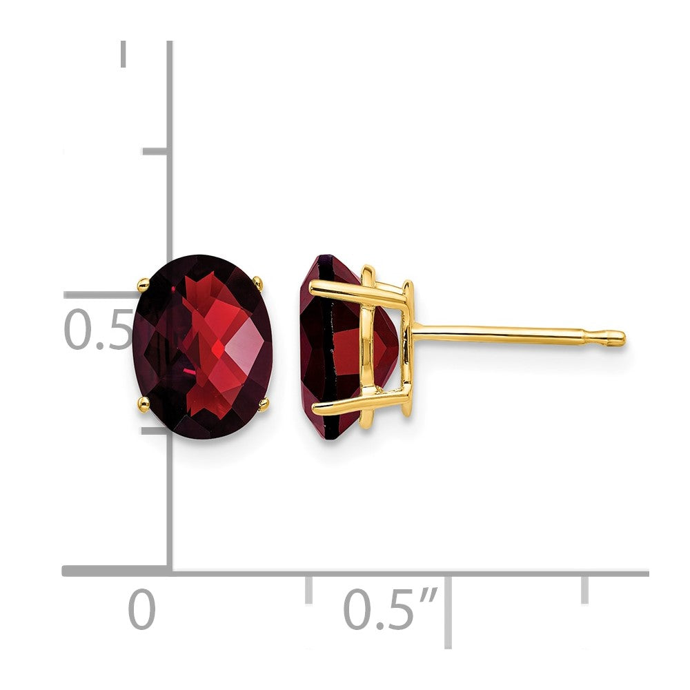 14k 8x6mm Oval Garnet Checker Earrings