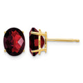 14k 8x6mm Oval Garnet Checker Earrings