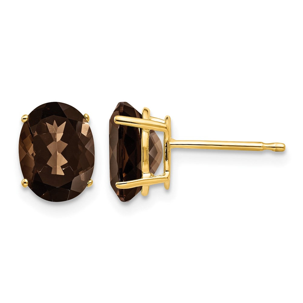 14k 8x6 Oval Smoky Quartz Earrings