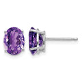 14k White Gold 8x6mm Oval Amethyst Earrings