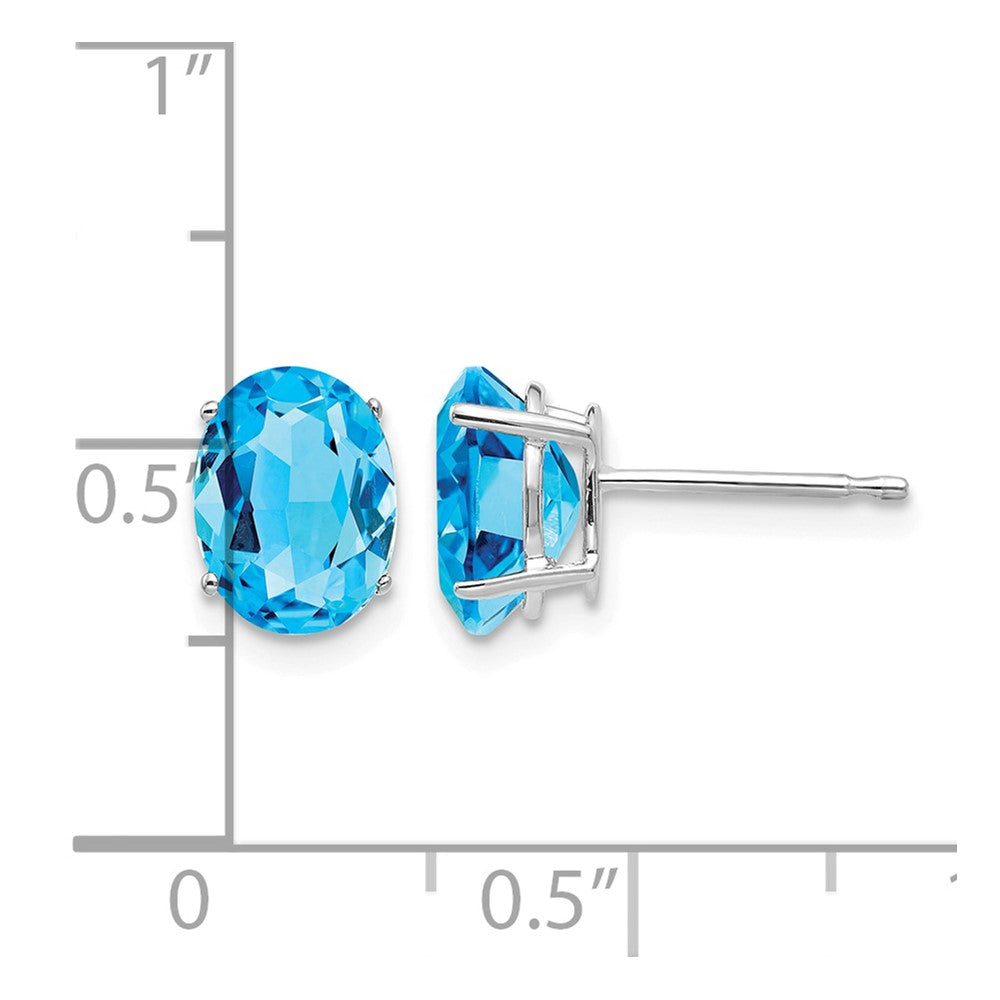 14k White Gold 8x6mm Oval Blue Topaz Earrings