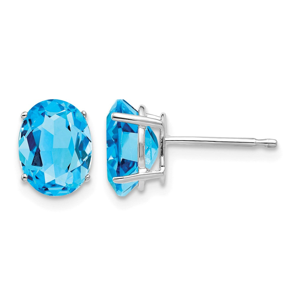 14k White Gold 8x6mm Oval Blue Topaz Earrings