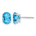 14k White Gold 8x6mm Oval Blue Topaz Earrings