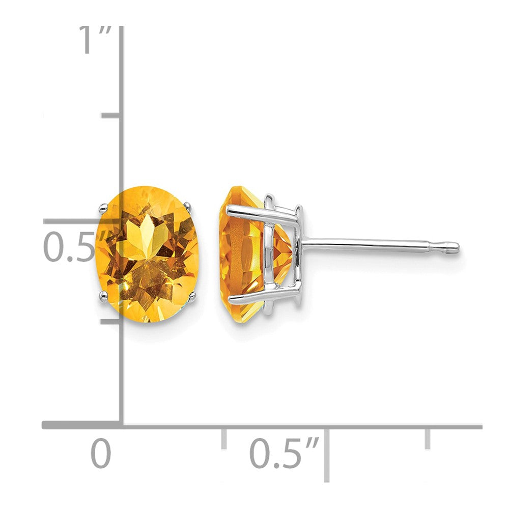 14k White Gold 8x6mm Oval Citrine Earrings