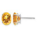 14k White Gold 8x6mm Oval Citrine Earrings