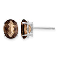 14kw 8x6 Oval Checker-Cut Smoky Quartz Earrings