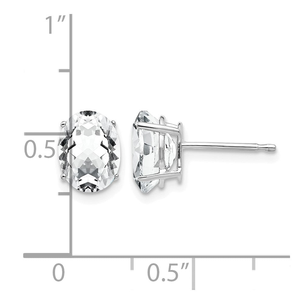 14k White Gold 8x6mm Oval Cubic Zirconia Earrings