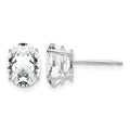14k White Gold 8x6mm Oval Cubic Zirconia Earrings