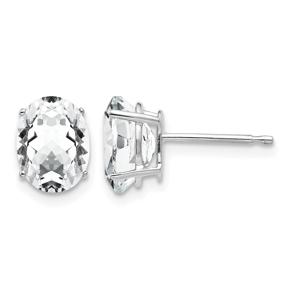 14k White Gold 8x6mm Oval Cubic Zirconia Earrings