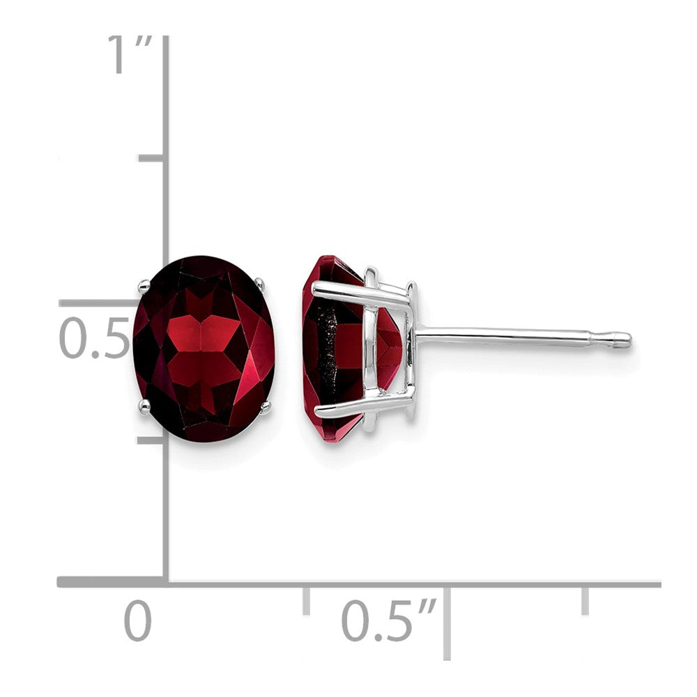 14k White Gold 8x6mm Oval Garnet Earrings