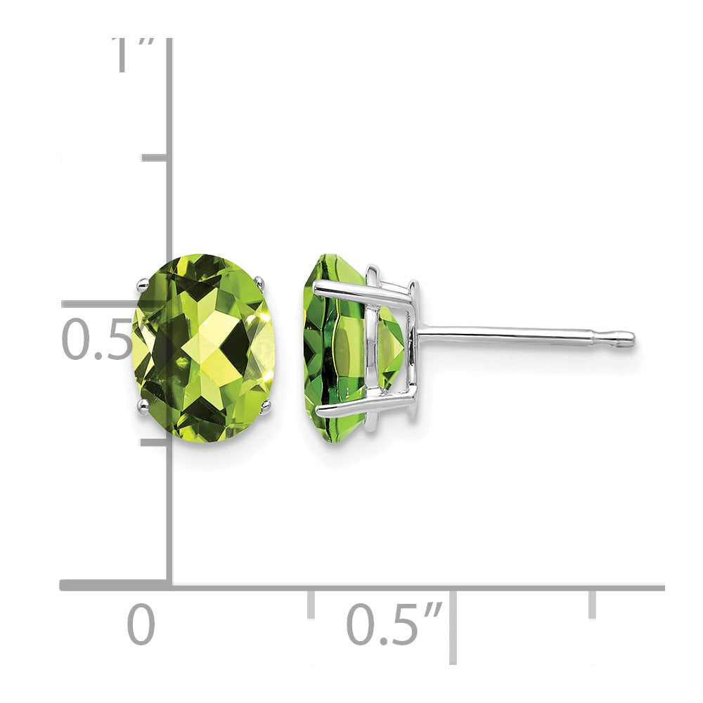 14k White Gold 8x6mm Oval Peridot Earrings