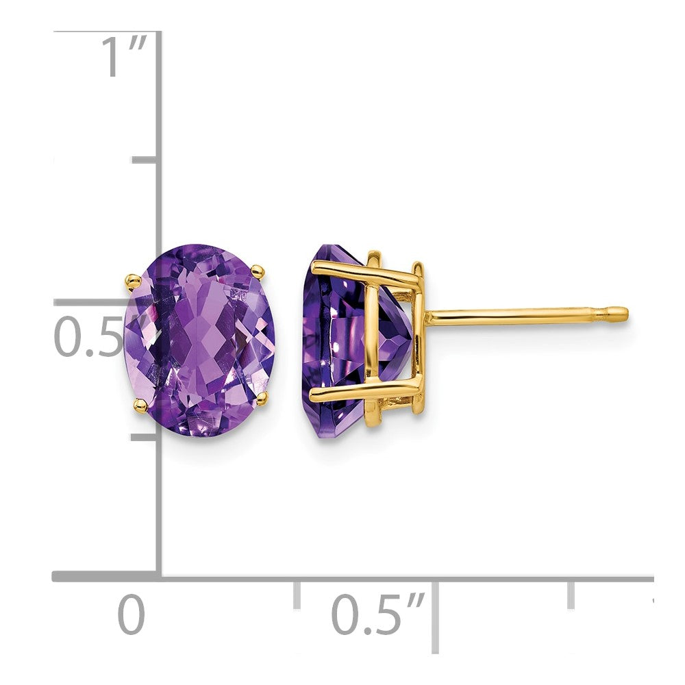 14k 9x7mm Oval Amethyst Earrings