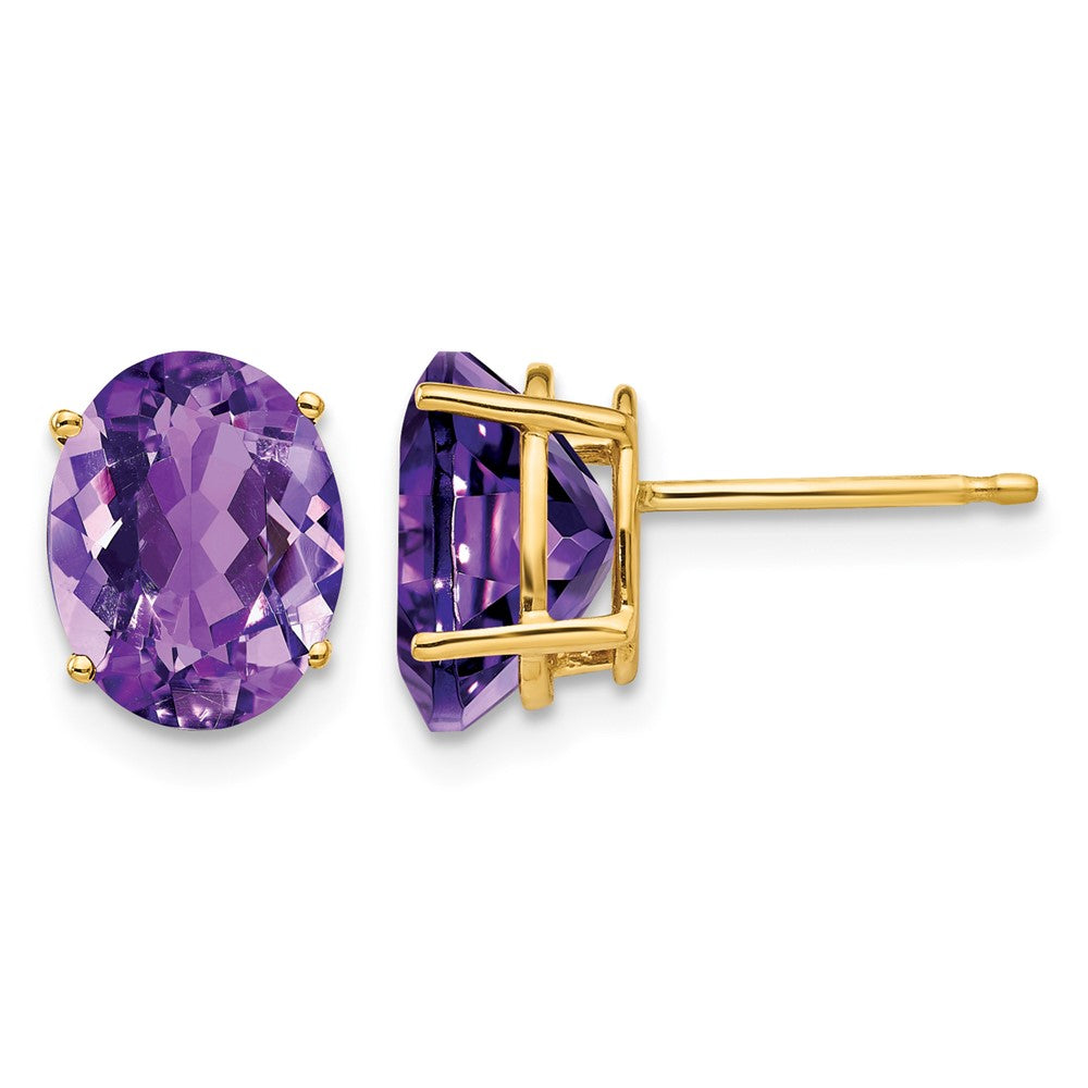 14k 9x7mm Oval Amethyst Earrings