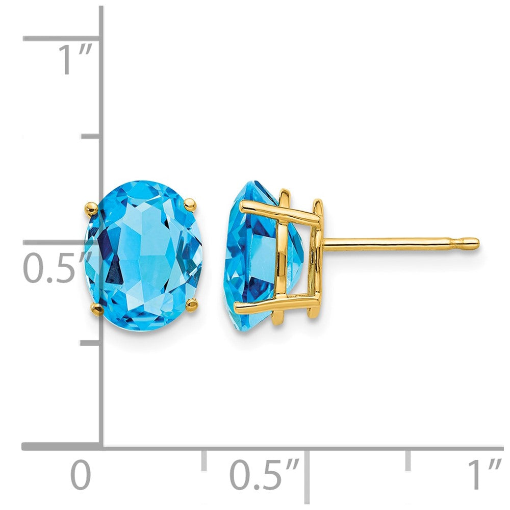 14k 9x7mm Oval Blue Topaz Earrings